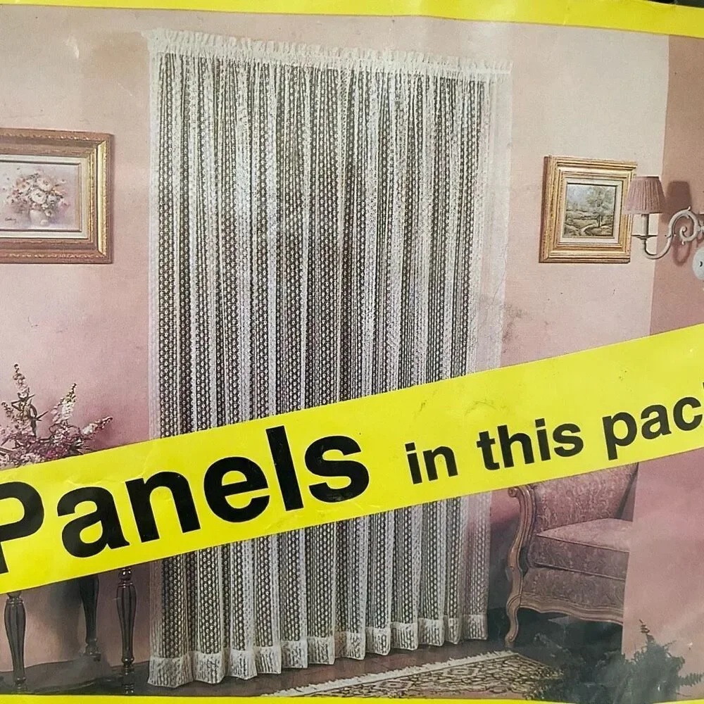 NWT NOS NIP Vintage Pair 2 Kelly Curtain Panels White Textured Weave 40” x 81”